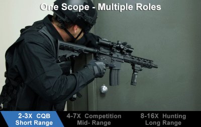 UTG ACCUSHOT 2-16X44 30mm Multi-range AO Scope, 36-color UMOA Reticle