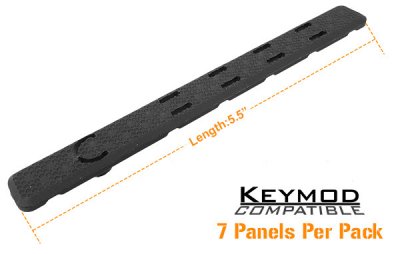 UTG Low Profile Keymod Rail Panel Covers, 5.5" Black, 7/Pack