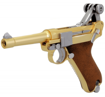 WE P08 4" Luger GBB 6mm Full Metal - Guld