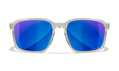 WileyX Alfa CAPTIVATE Polarized Blue Mirror/Gloss Clear Crystal Frame