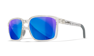 WileyX Alfa CAPTIVATE Polarized Blue Mirror/Gloss Clear Crystal Frame
