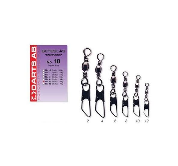 Darts Lure Locks with Swivel "Snap Lock" (Size & Amount: #8 9 Pcs)